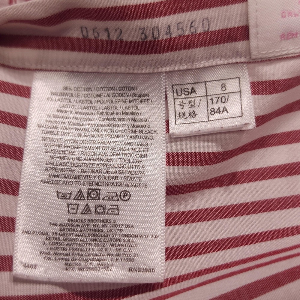 Brooks Brothers Alabama Crimson Tide Shirt Womens 8 Red Stripe Non Iron Stretch - Picture 5 of 9